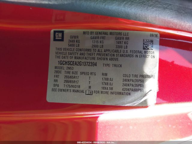 1GCHSCEA2G1372394 Chevrolet Colorado Lt