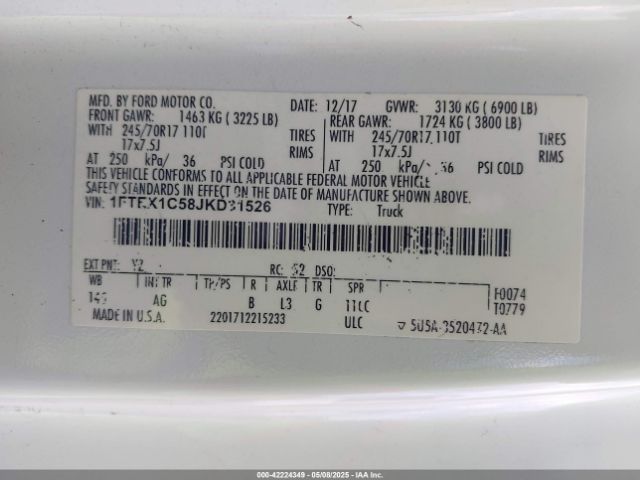 1FTEX1C58JKD31526 Ford F-150 Xl