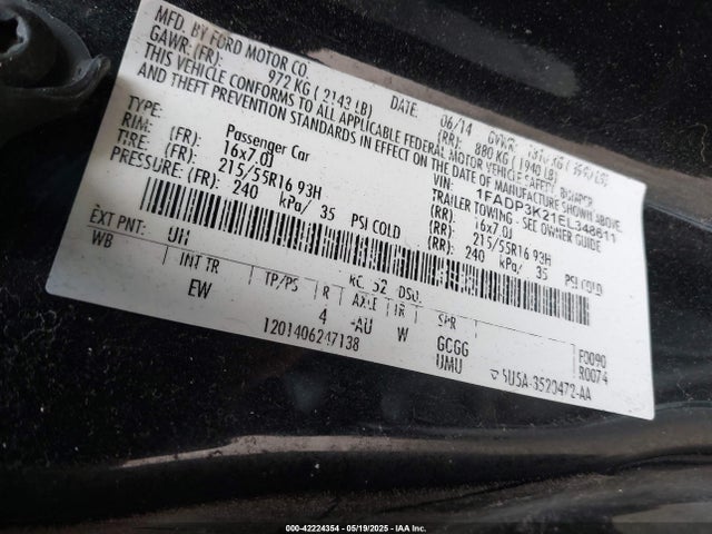 1FADP3K21EL348611 Ford FOCUS SE