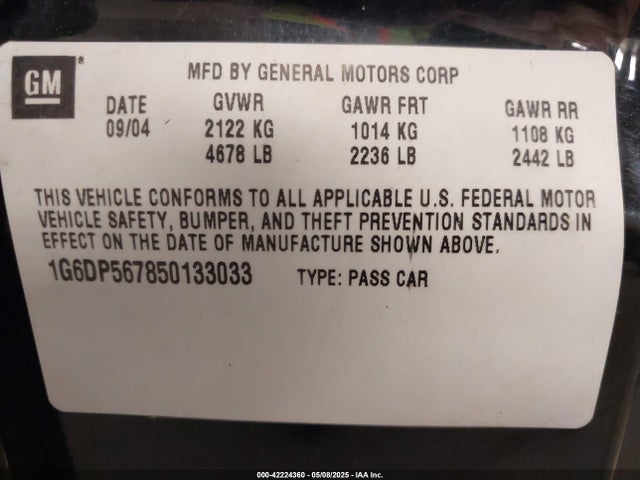 2005 CADILLAC CTS 1G6DP567850133033 Photo 8