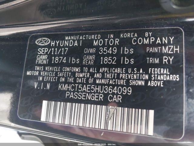 KMHCT5AE5HU364099 Hyundai ACCENT SE