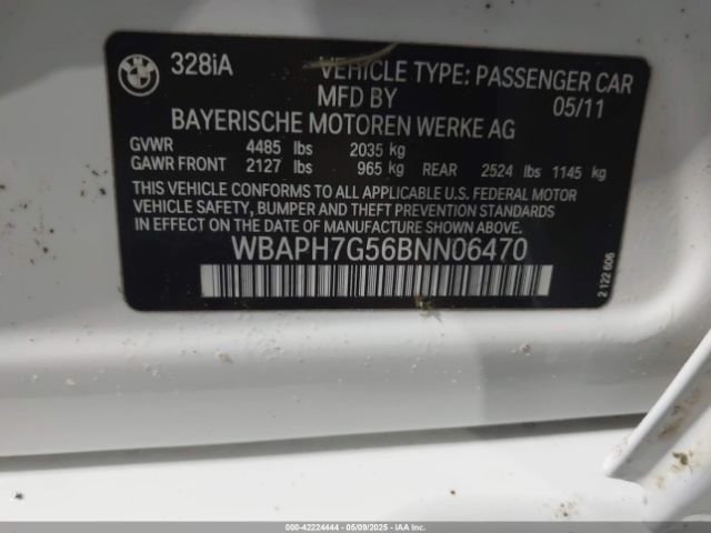 2011 BMW 328I WBAPH7G56BNN06470 Photo 8