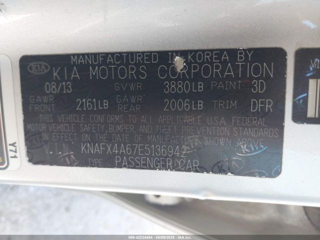 KNAFX4A67E5136942 KIA FORTE LX