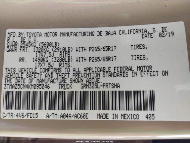 2019 TOYOTA TACOMA 3TMAZ5CN4KM095046 Photo 8