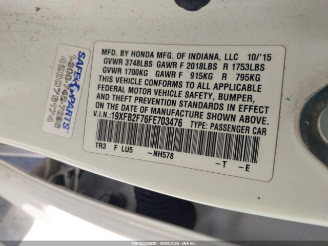 19XFB2F76FE703476 Honda CIVIC SE