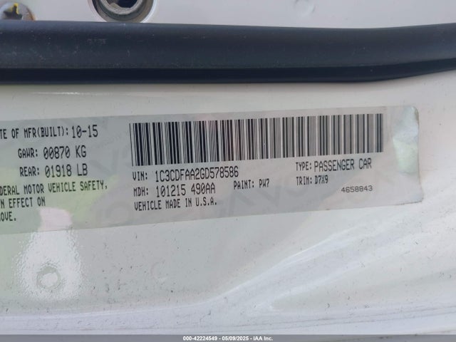 1C3CDFAA2GD578586 Dodge DART SE