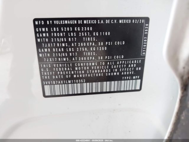 2020 VOLKSWAGEN TIGUAN 3VV1B7AX1LM110352 Photo 8