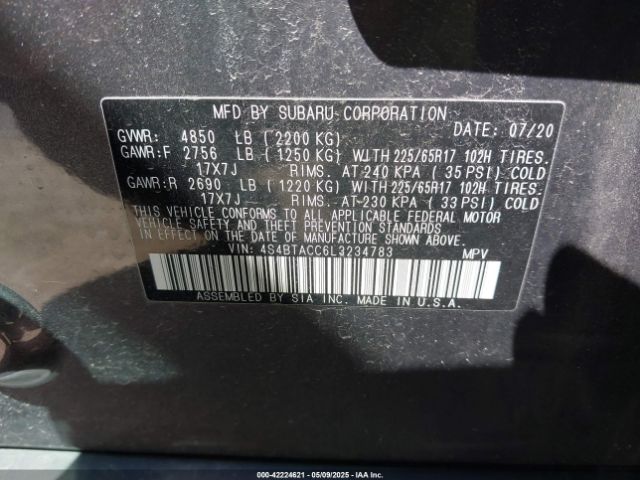 2020 SUBARU OUTBACK 4S4BTACC6L3234783 Photo 8