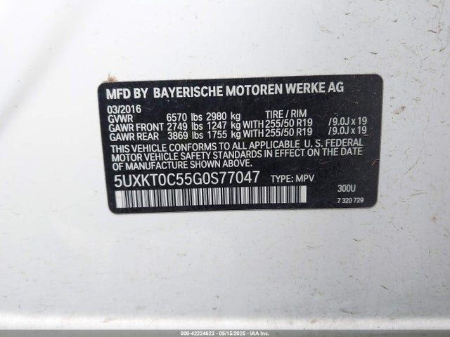 5UXKT0C55G0S77047 BMW X5 Edrive Xdrive40e