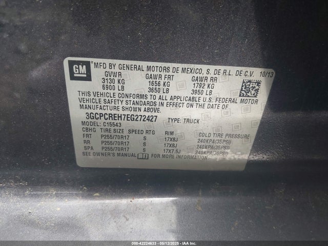 3GCPCREH7EG272427 Chevrolet Silverado 1500 1lt