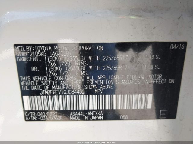 JTMBFREV1GJ084432 Toyota RAV4 LE