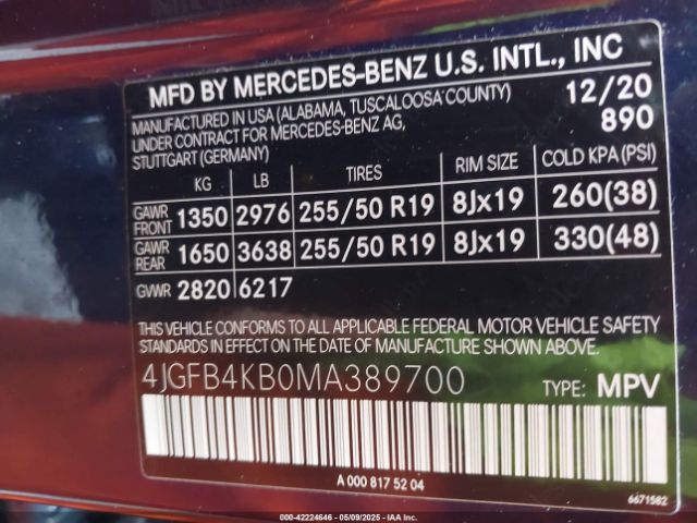 2021 MERCEDES-BENZ GLE 350 4JGFB4KB0MA389700 Photo 8