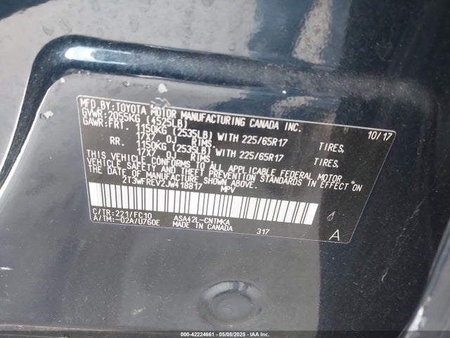 2T3WFREV2JW418817 Toyota Rav4 Xle