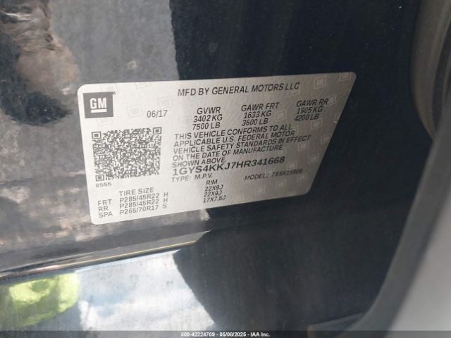 2017 CADILLAC ESCALADE ESV 1GYS4KKJ7HR341668 Photo 8