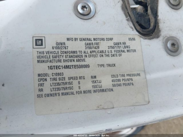1996 GMC SIERRA 1GTEC14M2TE538089 Photo 8