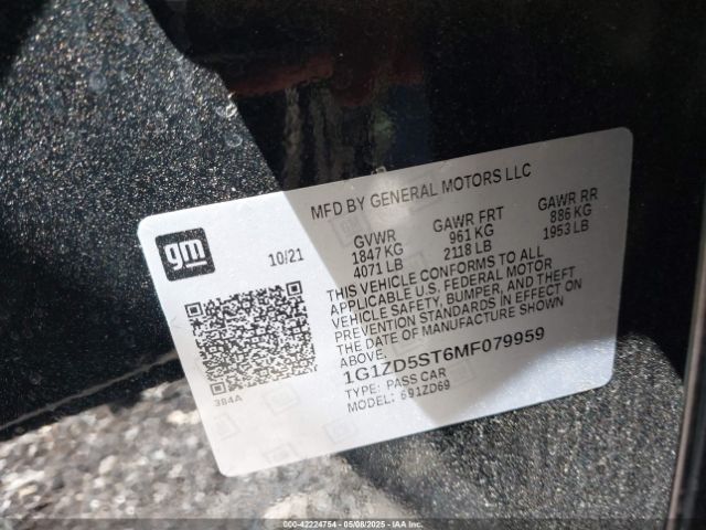 2021 CHEVROLET MALIBU 1G1ZD5ST6MF079959 Photo 8