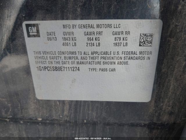 1G1PC5SB8E7111274 Chevrolet Cruze 1lt Auto