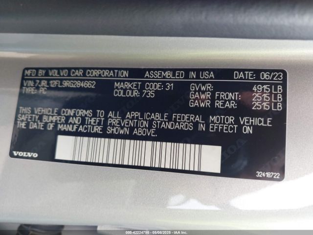 7JRL12FL9RG284662 Volvo S60 B5 Plus Dark Theme