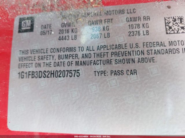 2017 CHEVROLET CAMARO 1G1FB3DS2H0207575 Photo 8