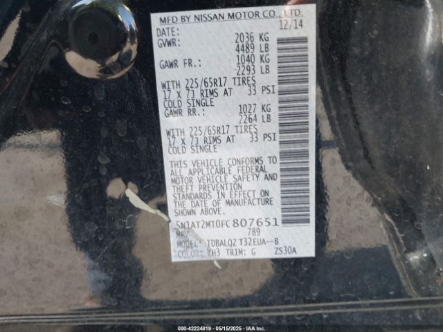 5N1AT2MT0FC807651 Nissan ROGUE SV