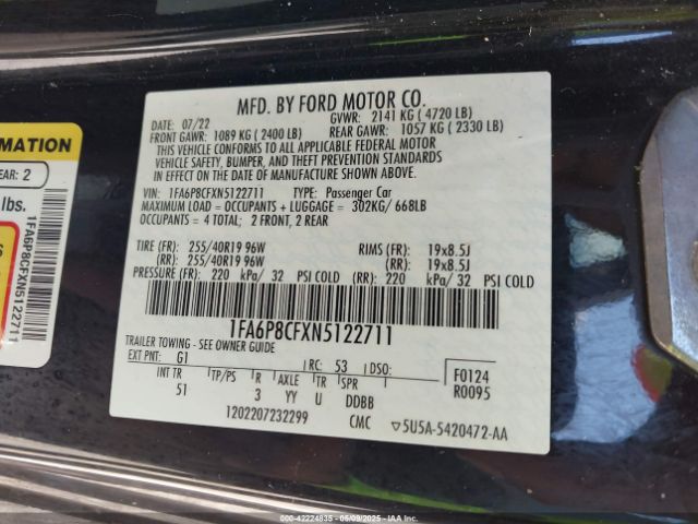 2022 FORD MUSTANG 1FA6P8CFXN5122711 Photo 8