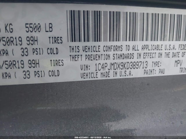 Jeep Cherokee 2019 1C4PJMDX9KD389713 Image 9