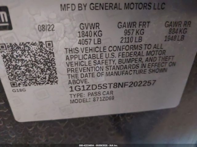 2022 CHEVROLET MALIBU 1G1ZD5ST8NF202257 Photo 8