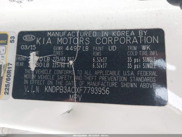 KNDPB3ACXF7793956 KIA Sportage Lx