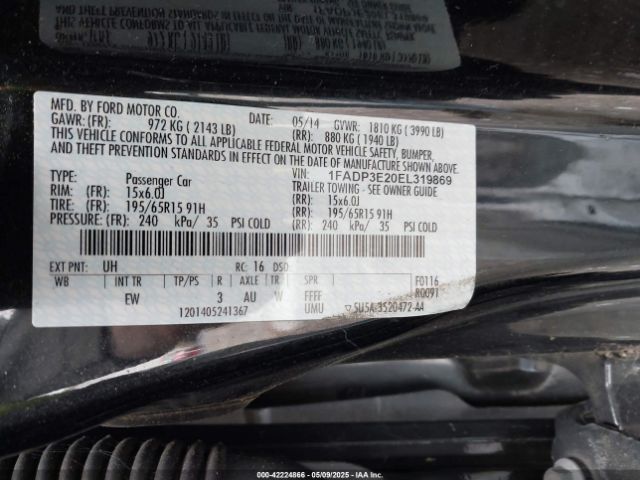 1FADP3E20EL319869 Ford FOCUS S