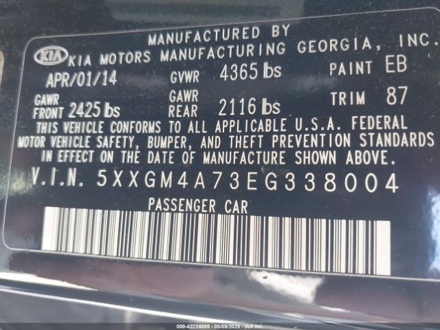 5XXGM4A73EG338004 KIA Optima Lx