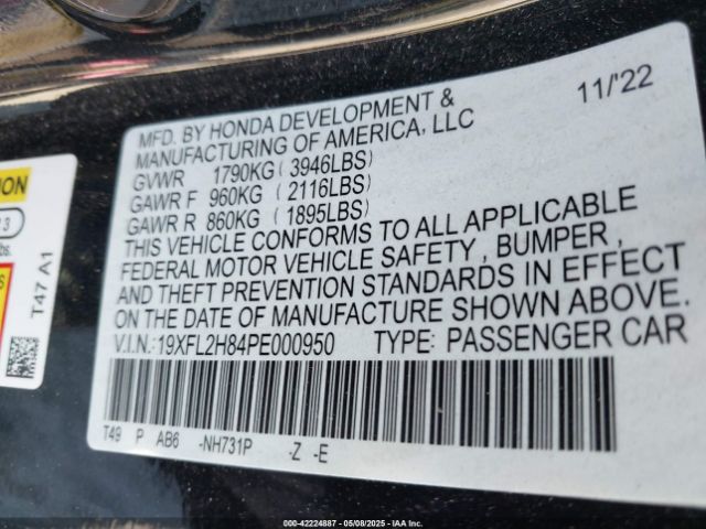 19XFL2H84PE000950 Honda Civic Sport
