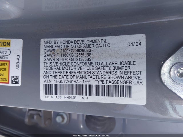 1HGCY2F61RA061766 Honda lfc5