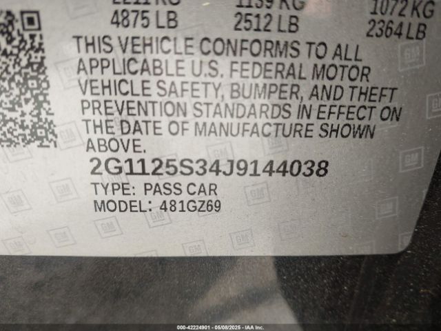 2G1125S34J9144038 Chevrolet IMPALA 2LZ