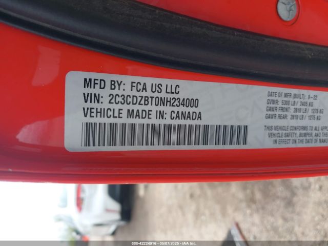 2C3CDZBT0NH234000 Dodge Challenger R/t
