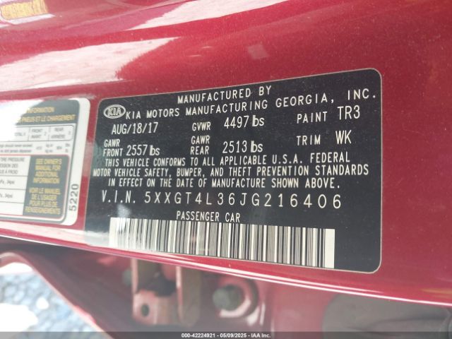 5XXGT4L36JG216406 KIA Optima S
