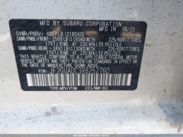 JF2GUADC3R8252760 Subaru Crosstrek Premium