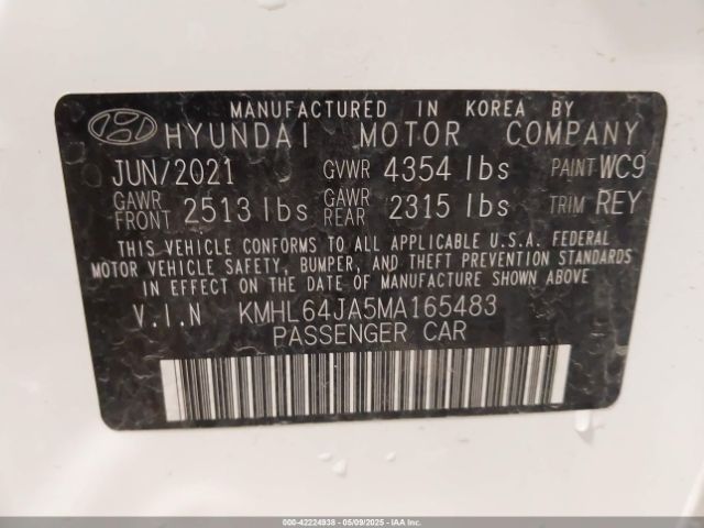 KMHL64JA5MA165483 Hyundai SONATA SEL