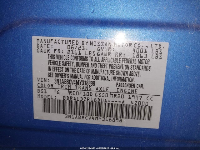 3N1AB8CV4MY318898 Nissan Sentra Sv Xtronic Cvt