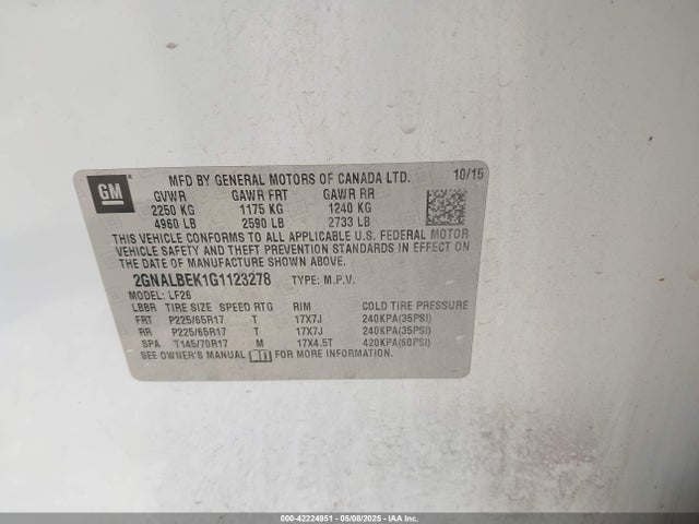 2GNALBEK1G1123278 Chevrolet EQUINOX LS
