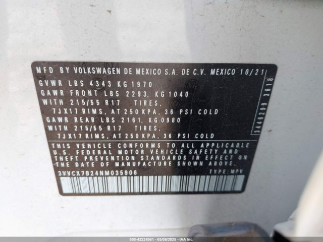 2022 VOLKSWAGEN TAOS 3VVCX7B24NM035906 Photo 8