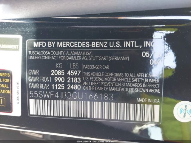55SWF4JB3GU166183 Mercedes-Benz C 300 Luxury/sport
