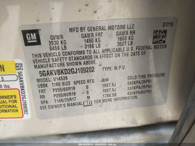 5GAKVBKD2GJ109202 Buick Enclave Leather