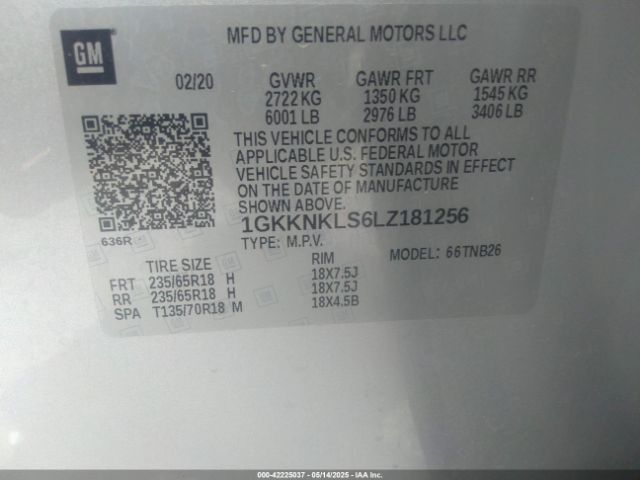 1GKKNKLS6LZ181256 GMC Acadia Fwd Sle