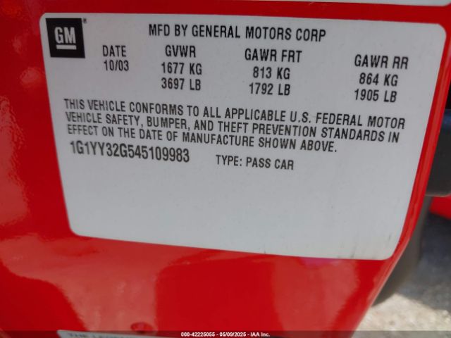 2004 CHEVROLET CORVETTE 1G1YY32G545109983 Photo 8