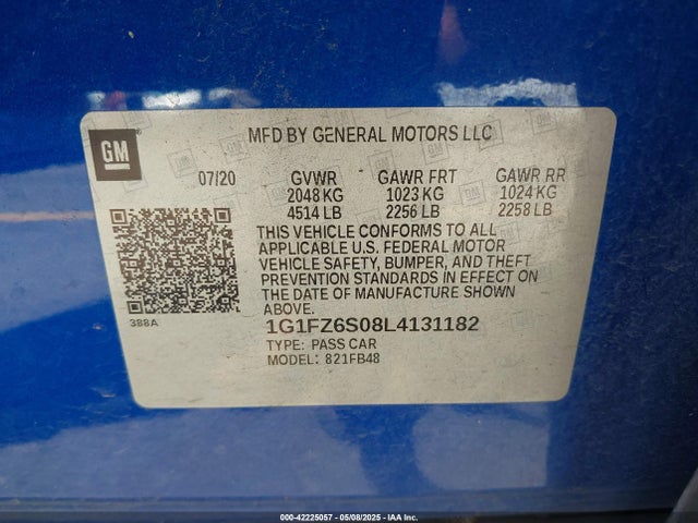 Chevrolet 2020 2020 1G1FZ6S08L4131182 Image 9