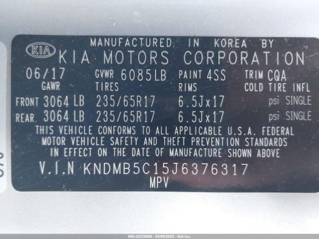 KNDMB5C15J6376317 KIA SEDONA LX