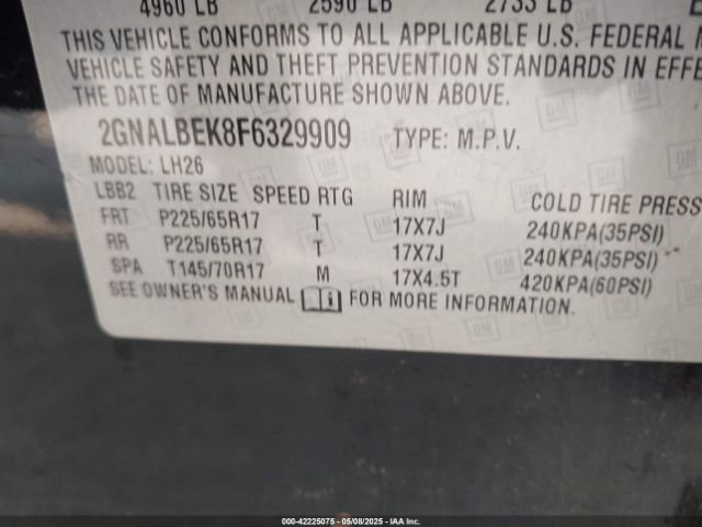 2GNALBEK8F6329909 Chevrolet EQUINOX 1LT