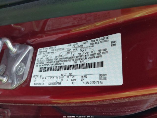 1FMCU0F70FUB78610 Ford ESCAPE S