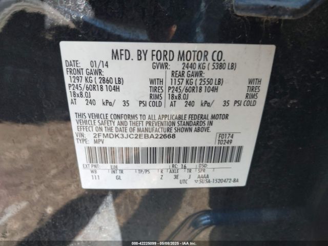 2FMDK3JC2EBA22668 Ford EDGE SEL