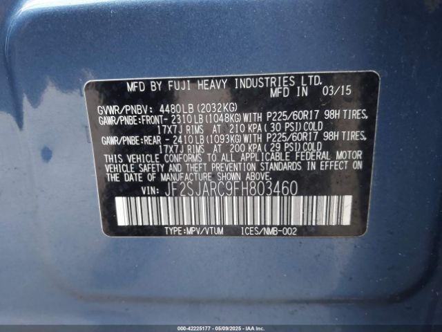 JF2SJARC9FH803460 Subaru Forester 2.5i Limited